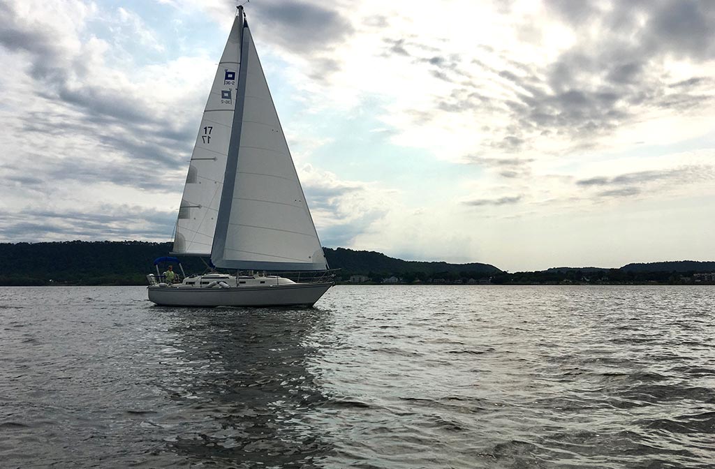 Sailing at sunset on lake pepin